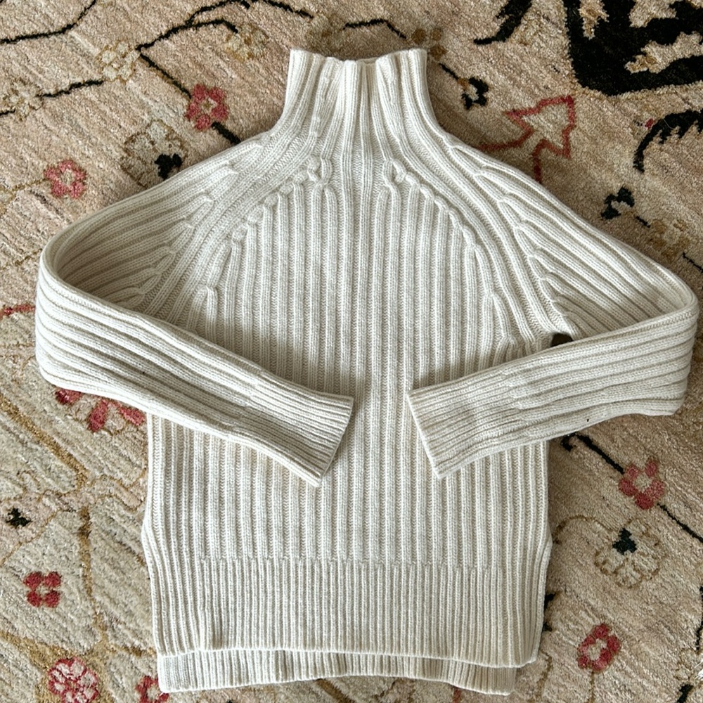 Polo Ralph Lauren cream ribbed mock neck sweater EUC